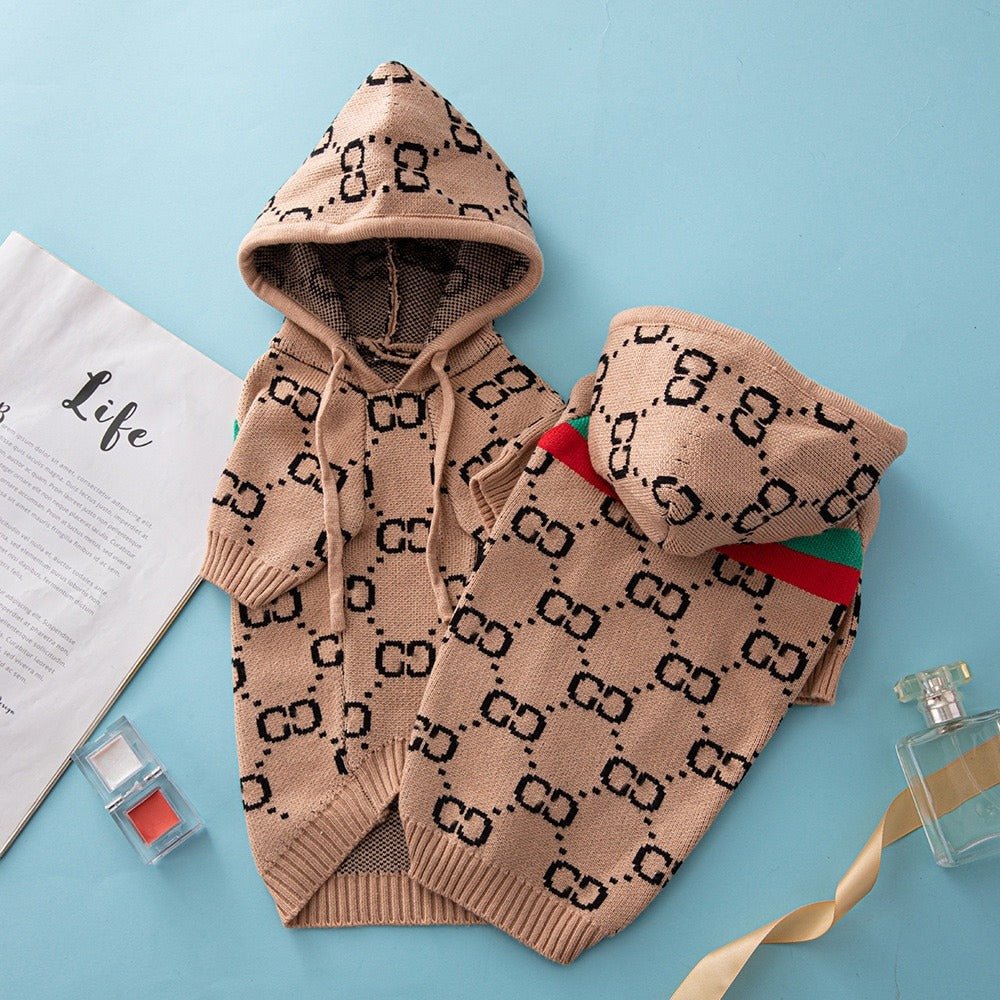 Hoodie Knitting Sweater Dog Clothes, Gucci Style - PIKAPIKA