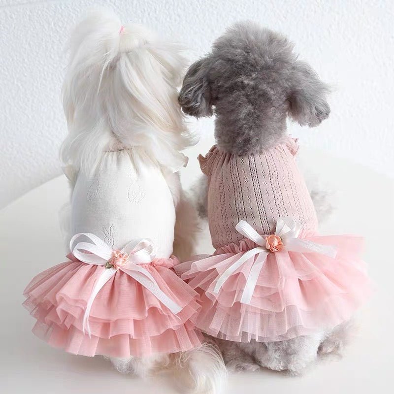 Dog Princess Dress With Bow & D-Ring - Soft Puppy Skirt For Small Dogs,  Size S Pet Skirt For Training