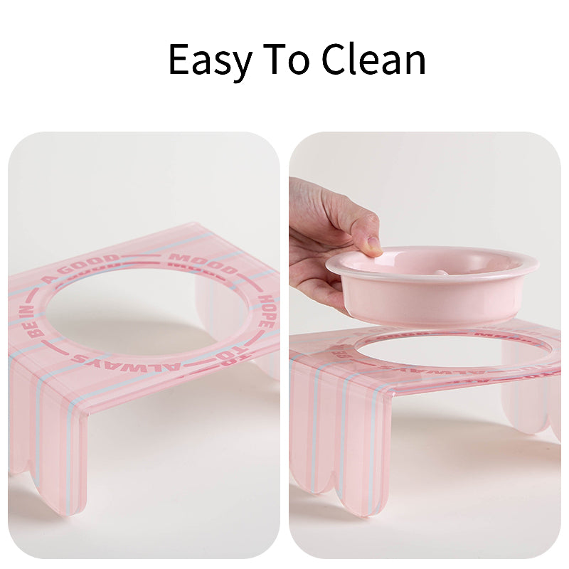 Ceramic Pet Food Bowl Dog Water Bowl With Acrylic Holder - PIKAPIKA