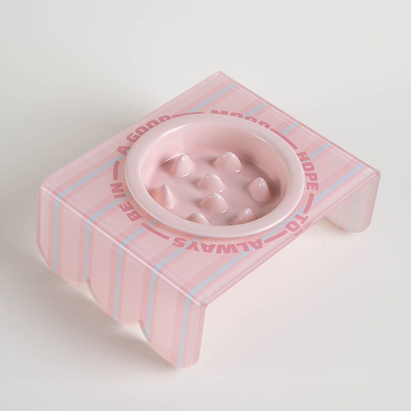 Ceramic Pet Slow Feeder Bowl Dog Food Bowl With Acrylic Holder - PIKAPIKA