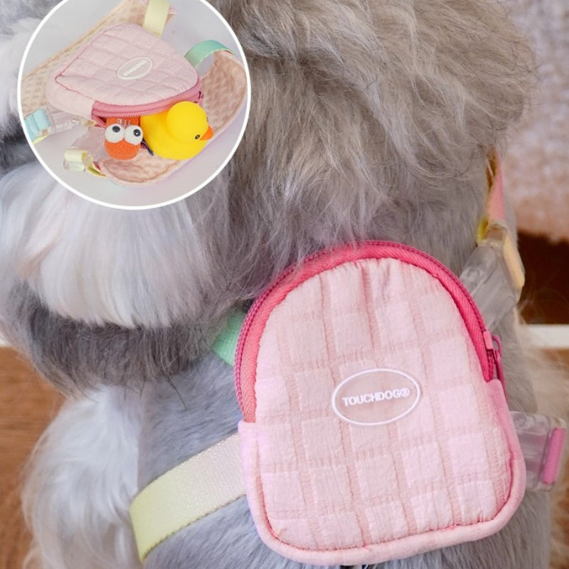Dog Harness Leash Set Adjustable With Small Bag for Small Medium Dog - PIKAPIKA