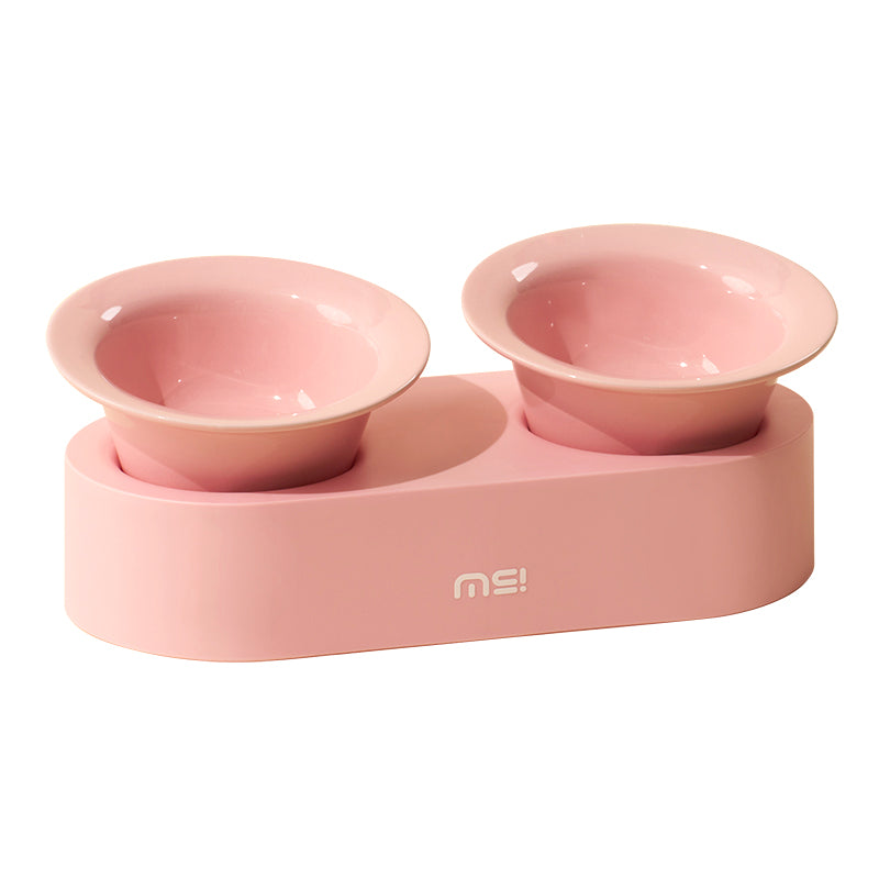 Double Ceramic Pet Food Bowl Dog Cat Water Bowl With Holder - PIKAPIKA
