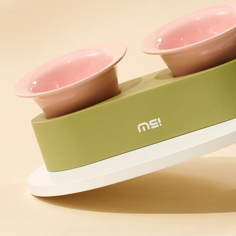 Double Ceramic Pet Food Bowl Dog Cat Water Bowl With Holder - PIKAPIKA