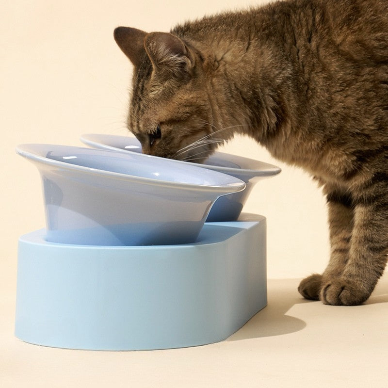 Double Ceramic Pet Food Bowl Dog Cat Water Bowl With Holder - PIKAPIKA