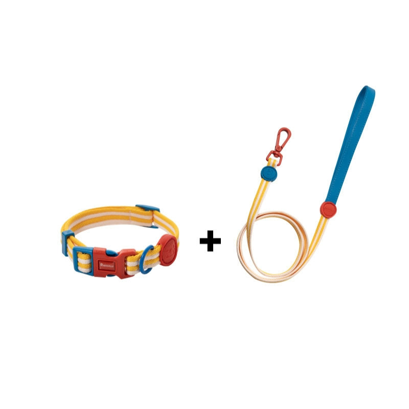 Pet Collar 3.9 ft Leash Set Soft Nylon for Small Medium Dog - PIKAPIKA