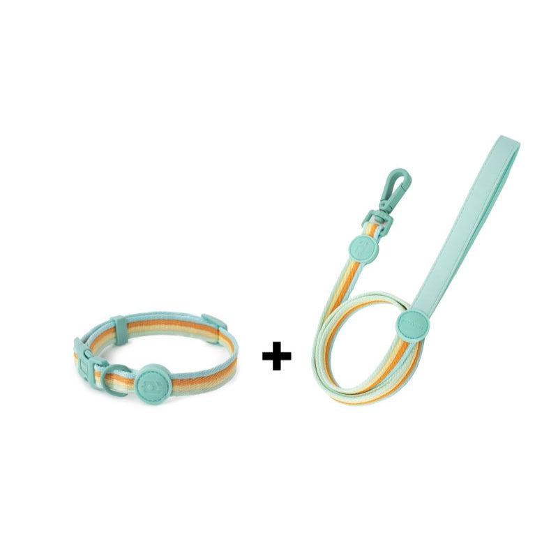 Pet Collar 3.9 ft Leash Set Soft Nylon for Small Medium Dog - PIKAPIKA