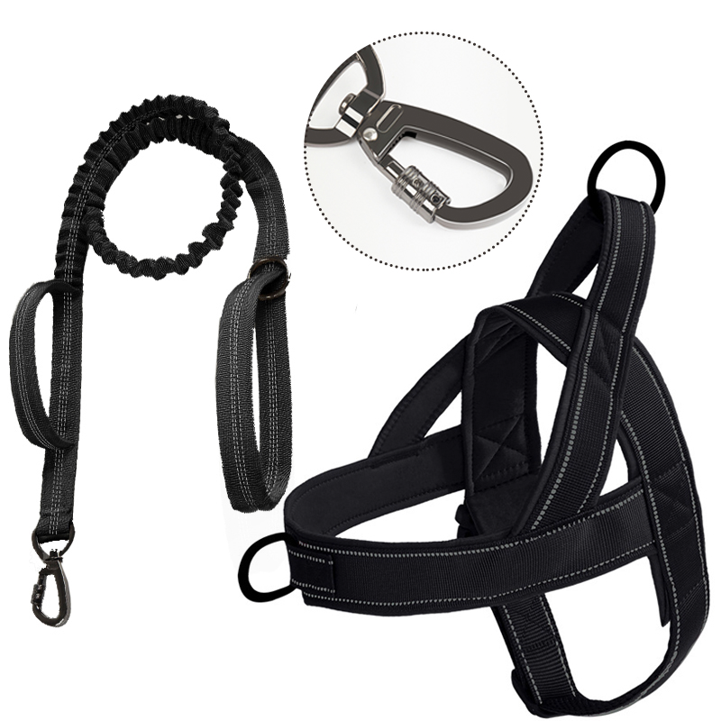 Large Dog Harness Collar Set No-Pull Anti-Escape Handle - PIKAPIKA