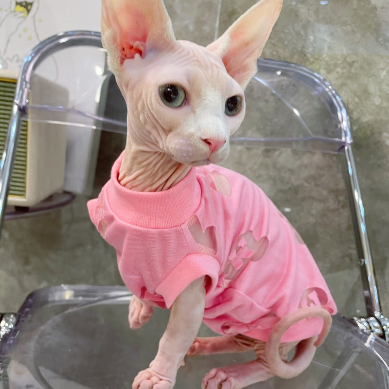 Soft Cotton Shirts Sphynx Cat Devon Rex Clothes Sleeveless - PIKAPIKA