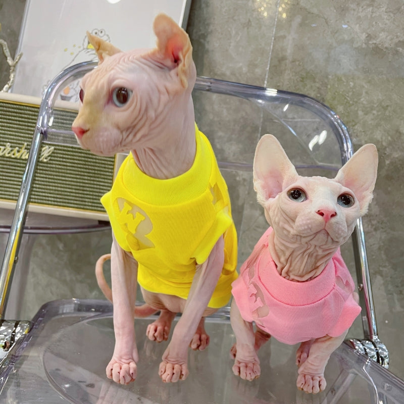 Soft Cotton Shirts Sphynx Cat Devon Rex Clothes Sleeveless - PIKAPIKA