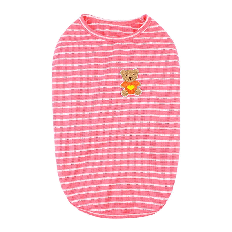 Soft Thin Vest T-shirts Corgi Stripes Clothes Sleeveless - PIKAPIKA