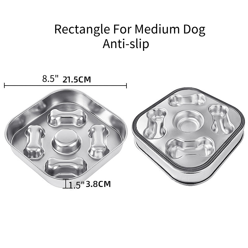 Stainless Steel Slow Feeder Dog Feeding Bowls for Medium Large Pet - PIKAPIKA