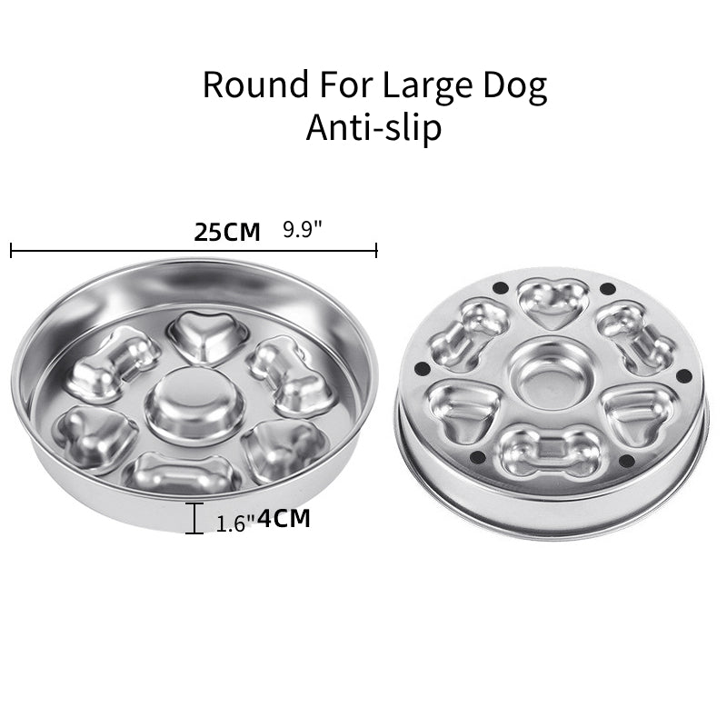 Stainless Steel Slow Feeder Dog Feeding Bowls for Medium Large Pet - PIKAPIKA