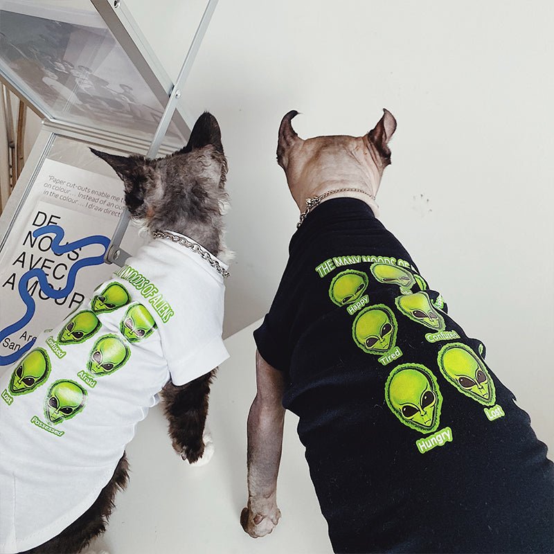 Alien Head Print T-shirt Sphynx Cat Clothes - PIKAPIKA