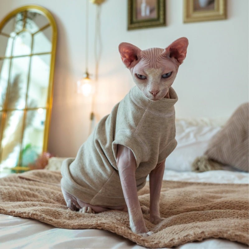 Anti - Allergy Seamless Warm Soft Cotton Undershirt Vest Sphynx Cat Clothes - PIKAPIKA