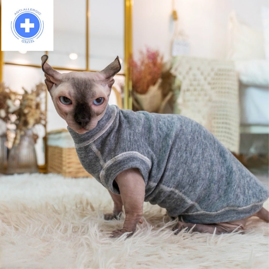 Anti - Allergy Seamless Warm Soft Cotton Undershirt Vest Sphynx Cat Clothes - PIKAPIKA