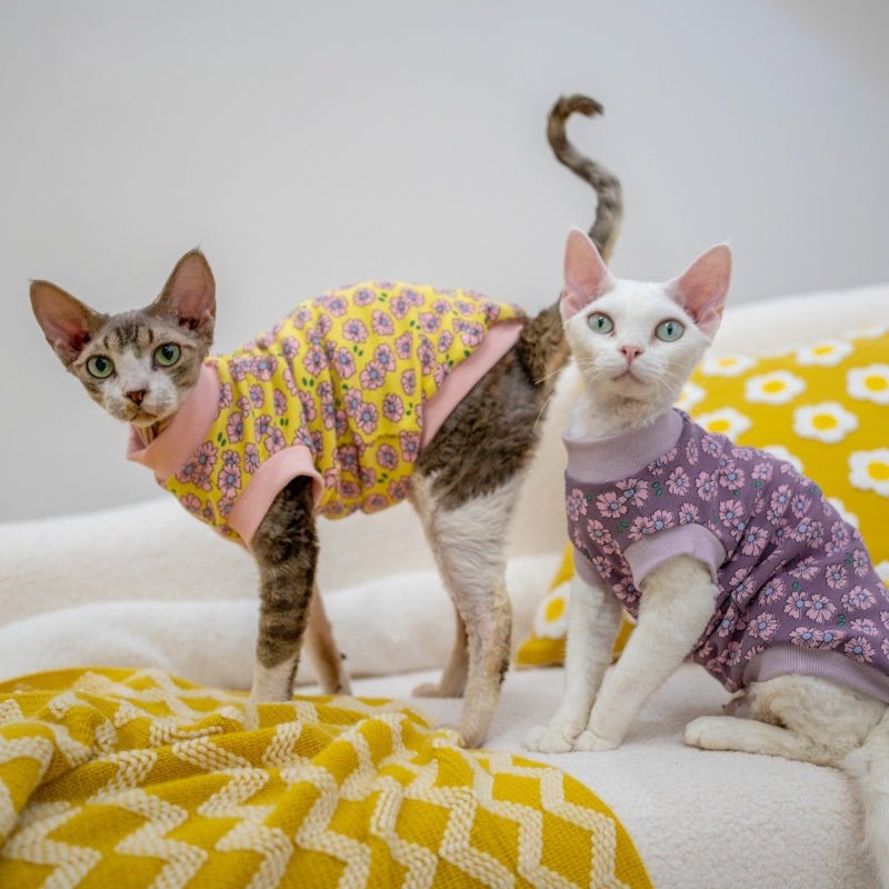Baby Cotton Fleece Cartoon Print Vest Warm Base Layer Sphynx Cat Clothes - PIKAPIKA