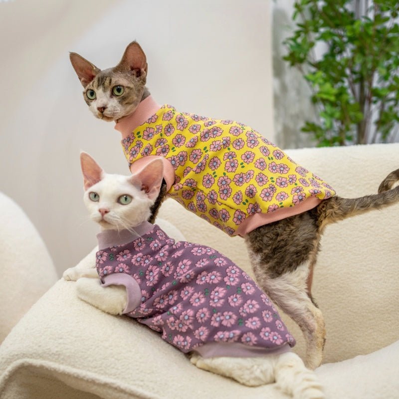 Baby Cotton Fleece Cartoon Print Vest Warm Base Layer Sphynx Cat Clothes - PIKAPIKA