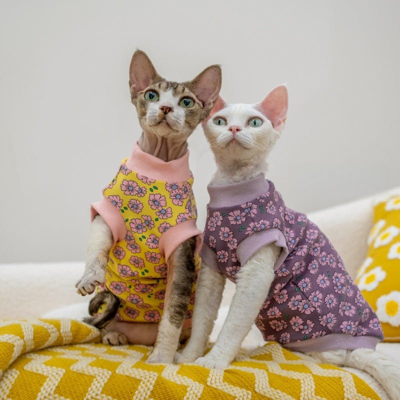 Baby Cotton Fleece Cartoon Print Vest Warm Base Layer Sphynx Cat Clothes - PIKAPIKA