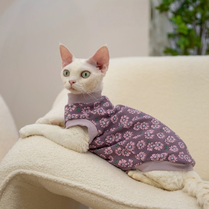 Baby Cotton Fleece Cartoon Print Vest Warm Base Layer Sphynx Cat Clothes - PIKAPIKA