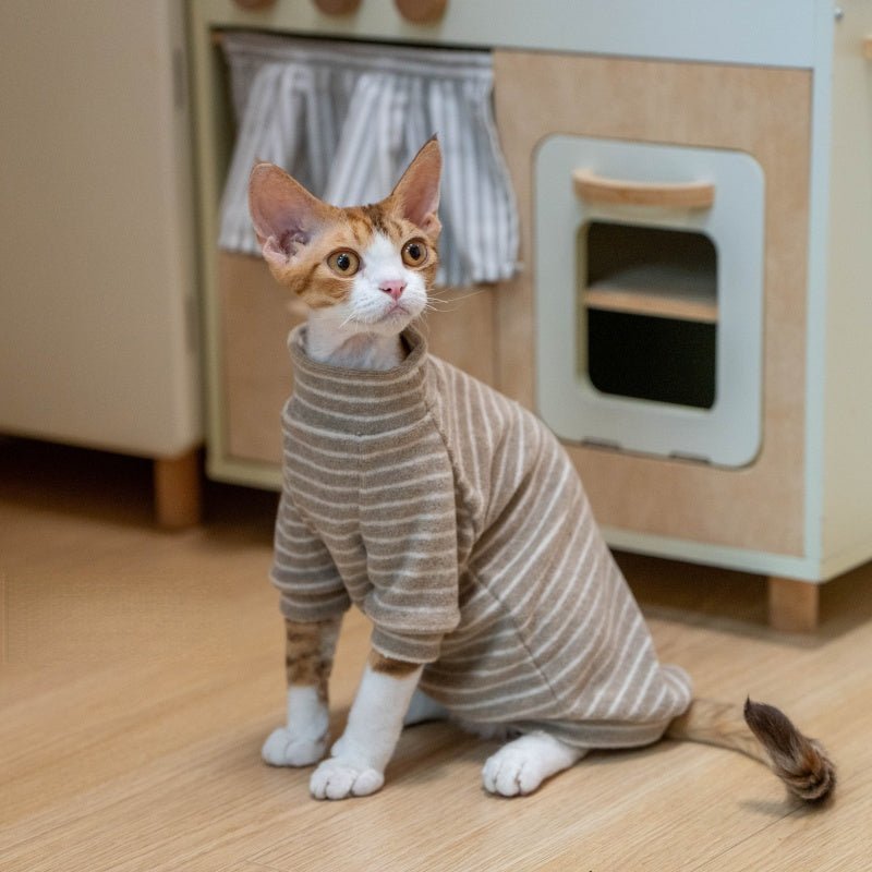 Basic Towel Shirt Devon Rex Cat Clothes Warm Undershirt Sweatshirt - PIKAPIKA