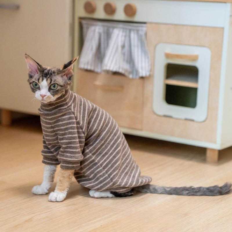 Basic Towel Shirt Devon Rex Cat Clothes Warm Undershirt Sweatshirt - PIKAPIKA