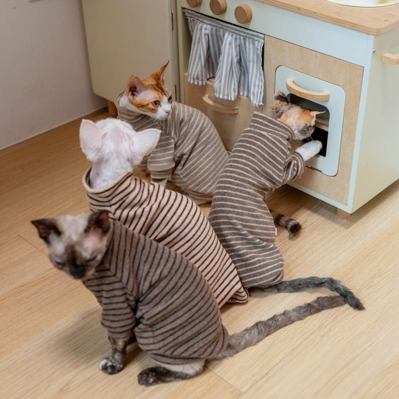 Basic Towel Shirt Devon Rex Cat Clothes Warm Undershirt Sweatshirt - PIKAPIKA