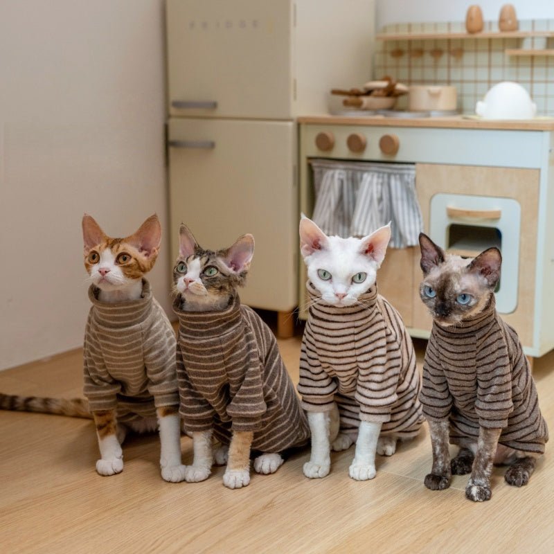 Basic Towel Shirt Devon Rex Cat Clothes Warm Undershirt Sweatshirt - PIKAPIKA