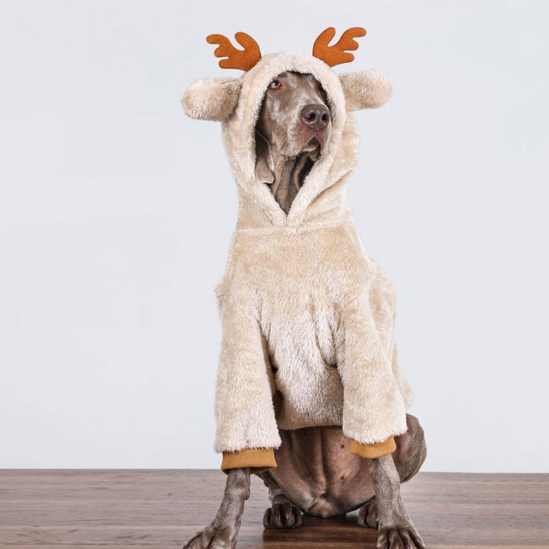 Big Dog Clothing Christmas Elk Shape Coral Fleece Hoodie - PIKAPIKA