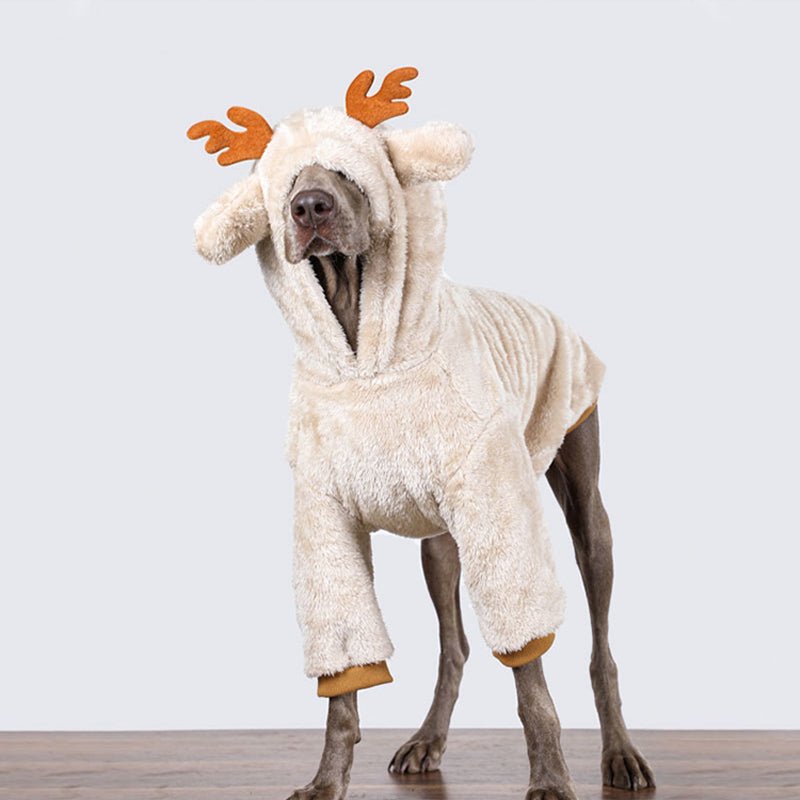 Big Dog Clothing Christmas Elk Shape Coral Fleece Hoodie - PIKAPIKA