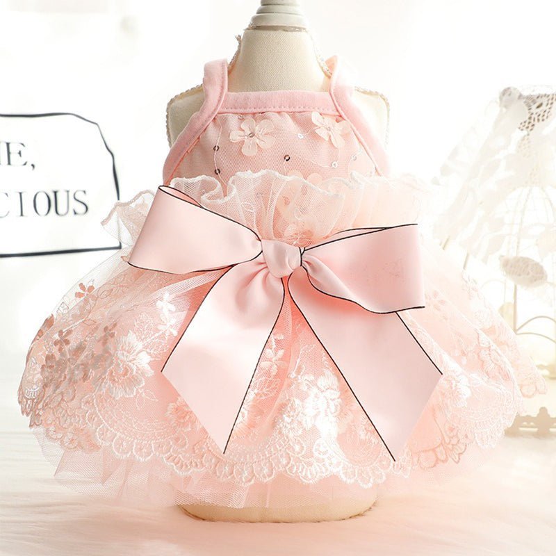 Bowknot Layered Skirt Sleeveless Lace Tank Cat Dress Cat Clothes - PIKAPIKA