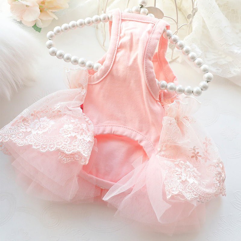 Bowknot Layered Skirt Sleeveless Lace Tank Cat Dress Cat Clothes - PIKAPIKA
