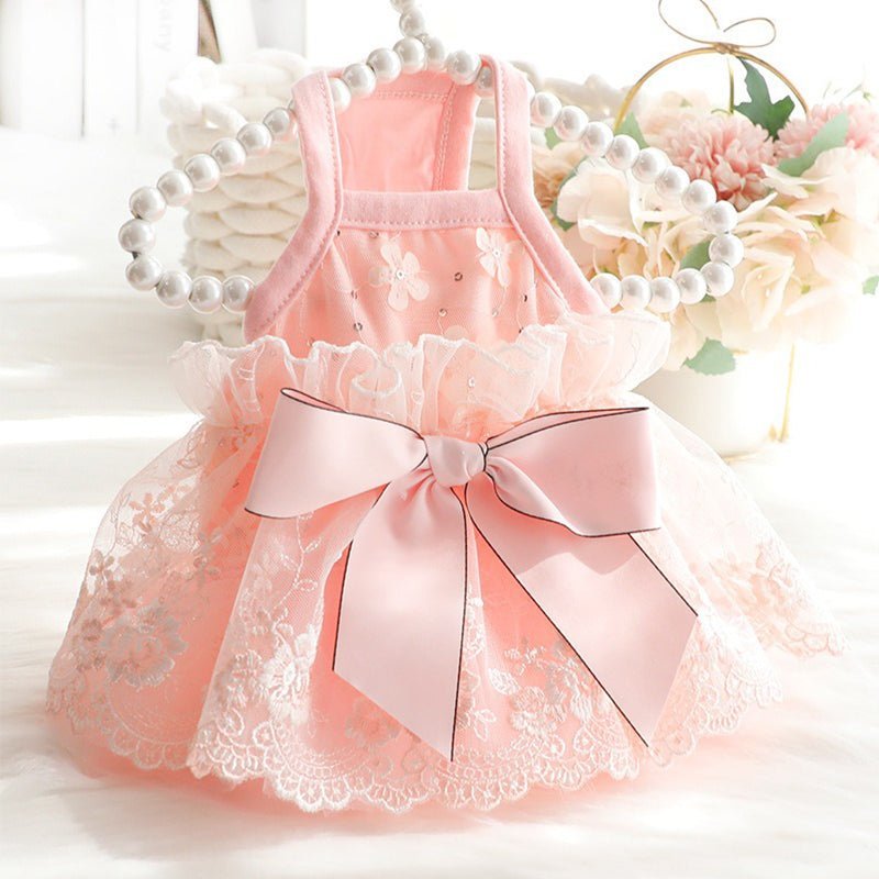 Bowknot Layered Skirt Sleeveless Lace Tank Cat Dress Cat Clothes - PIKAPIKA