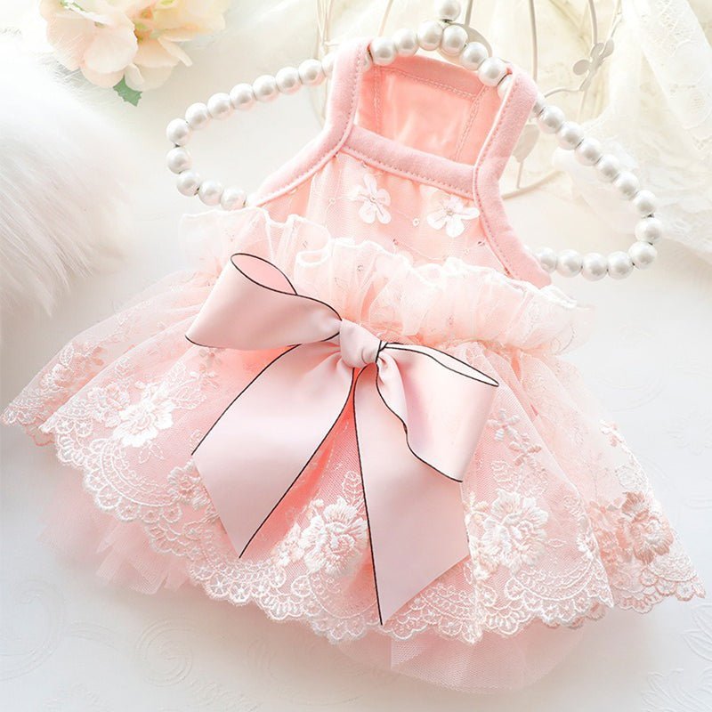 Bowknot Layered Skirt Sleeveless Lace Tank Cat Dress Cat Clothes - PIKAPIKA