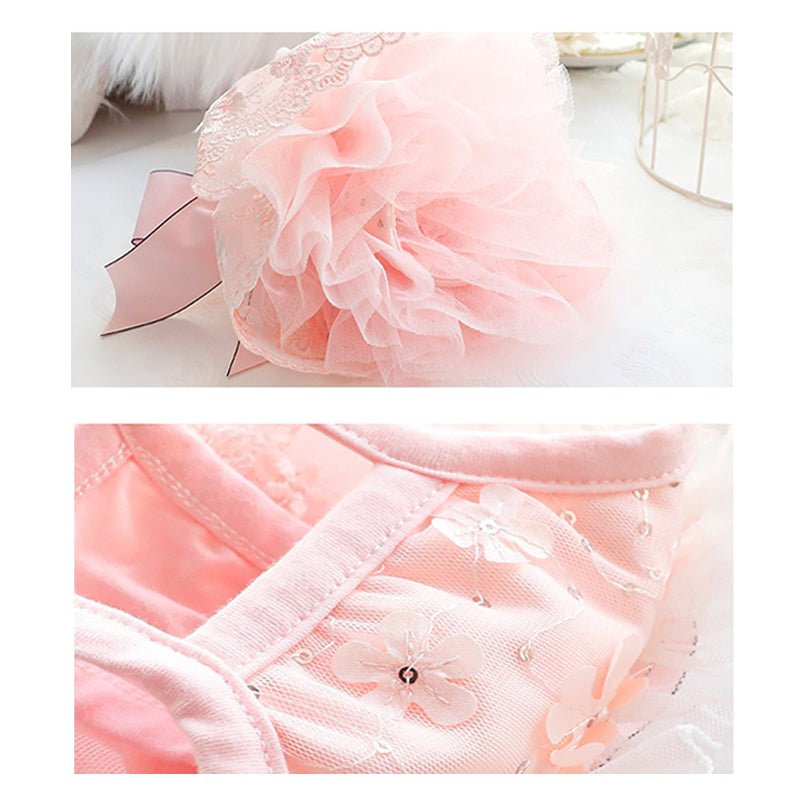 Bowknot Layered Skirt Sleeveless Lace Tank Dress Dog Clothes - PIKAPIKA