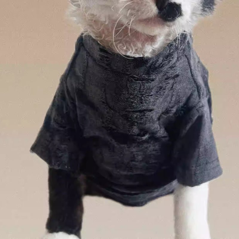 Breathable Cotton T-shirts Shirts Sphynx Cat Clothes Black - PIKAPIKA