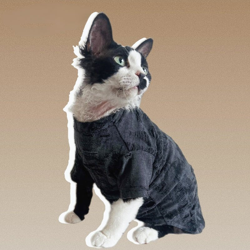Breathable Cotton T-shirts Shirts Sphynx Cat Clothes Black - PIKAPIKA