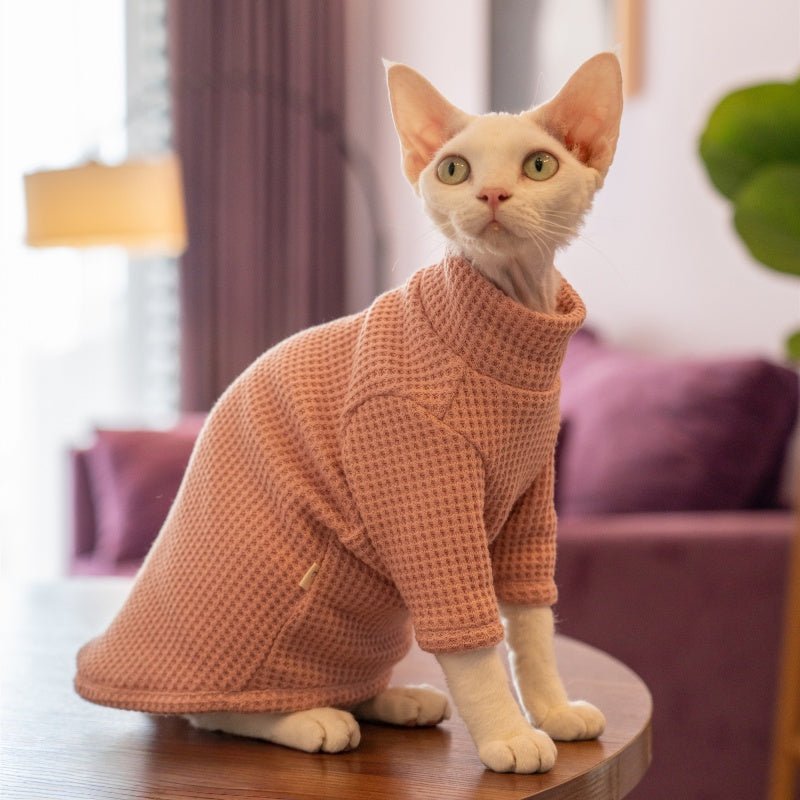 Breathable Cotton Turtleneck Base Shirt Sphynx Cat Clothes Devon Rex - PIKAPIKA