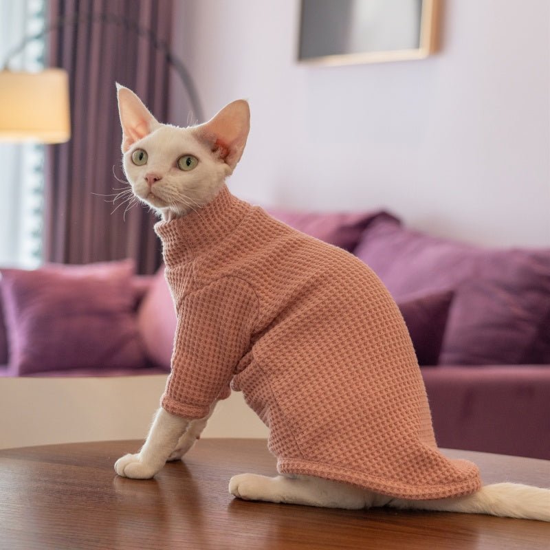 Breathable Cotton Turtleneck Base Shirt Sphynx Cat Clothes Devon Rex - PIKAPIKA