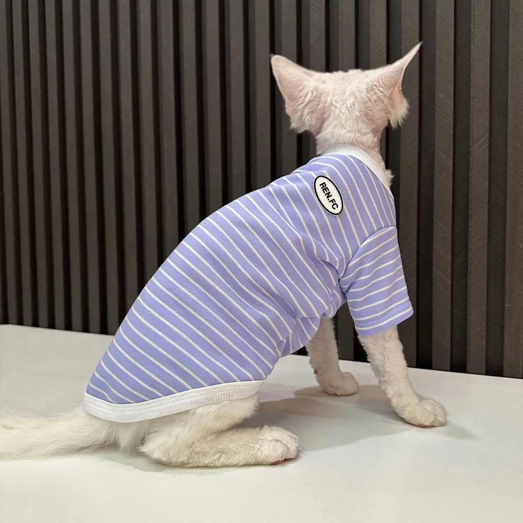 Breathable Soft Cotton Striped Shirt for Sphynx Cats - PIKAPIKA