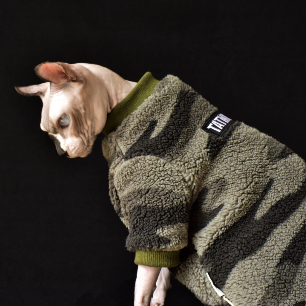 Camouflage Fleece Thick Warm Shirts Sphynx Cat Clothes - PIKAPIKA