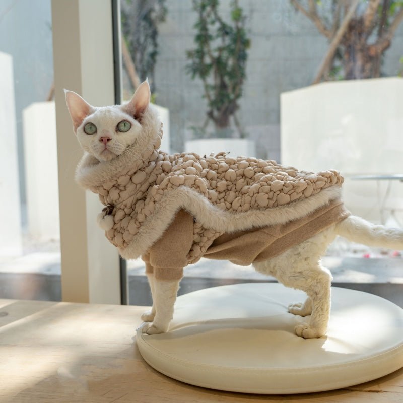 Cape Winter Cotton Coat Devon Sphynx Cat Clothes - PIKAPIKA