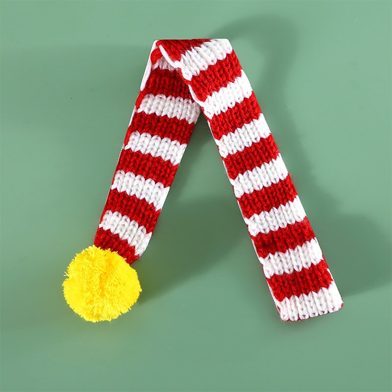 Cat Christmas Scarf Collar Knit Neckerchief Stripe Scarves - PIKAPIKA