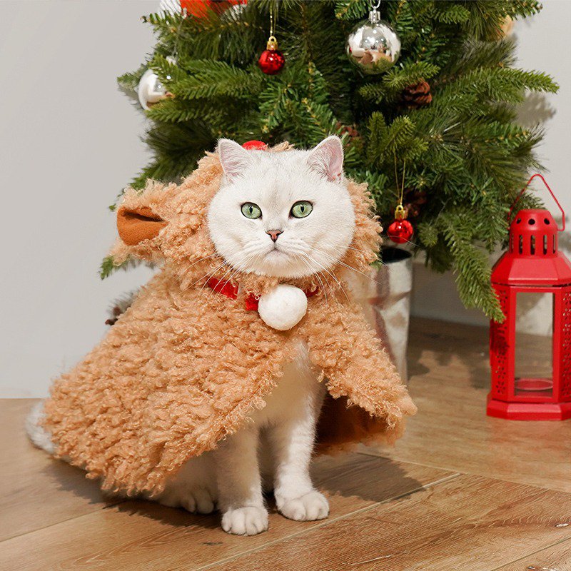 Cat Clothes Christmas Fleece Cloak Warm Hoodie Coat - PIKAPIKA