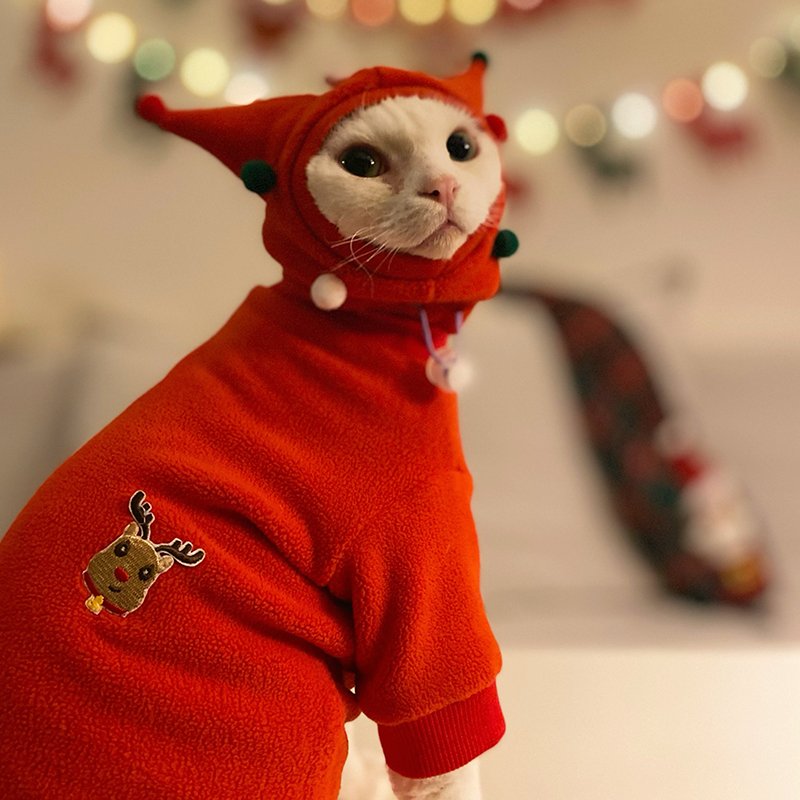 Cat Clothes Christmas Fleece Hat - PIKAPIKA
