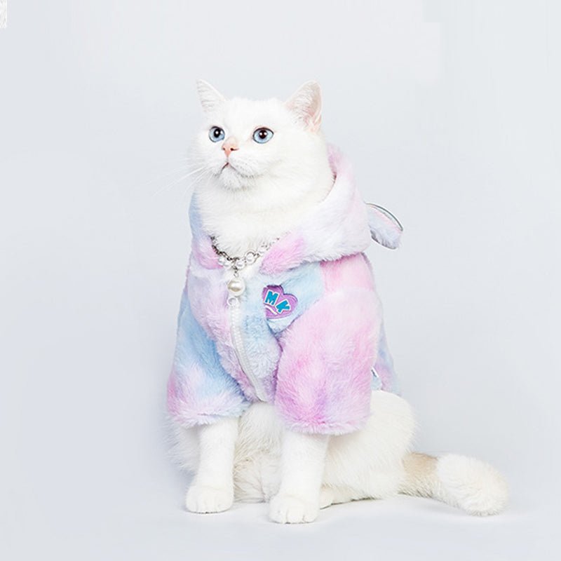 Cat Clothes Faux Fur Jacket Zip Coat Unicorn Costume - PIKAPIKA