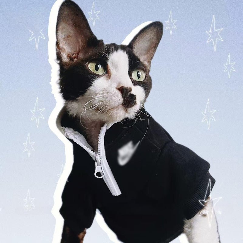 Cat Cotton Fleece Zip Jacket Coat Sphynx Clothes Sportswear - PIKAPIKA