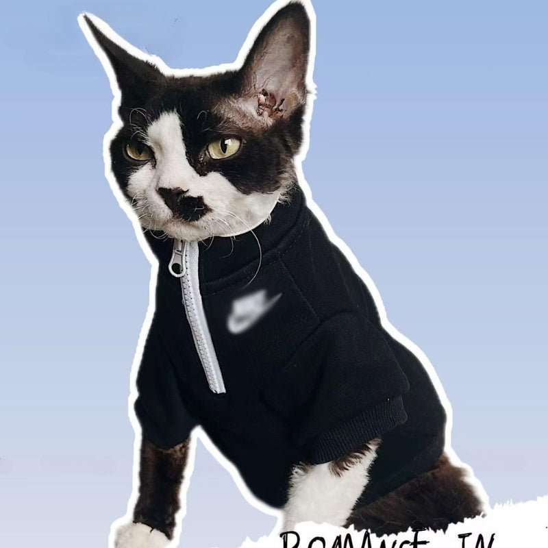 Cat Cotton Fleece Zip Jacket Coat Sphynx Clothes Sportswear - PIKAPIKA