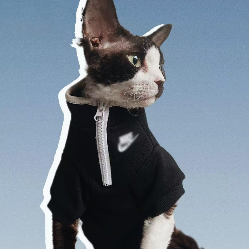 Cat Cotton Fleece Zip Jacket Coat Sphynx Clothes Sportswear - PIKAPIKA
