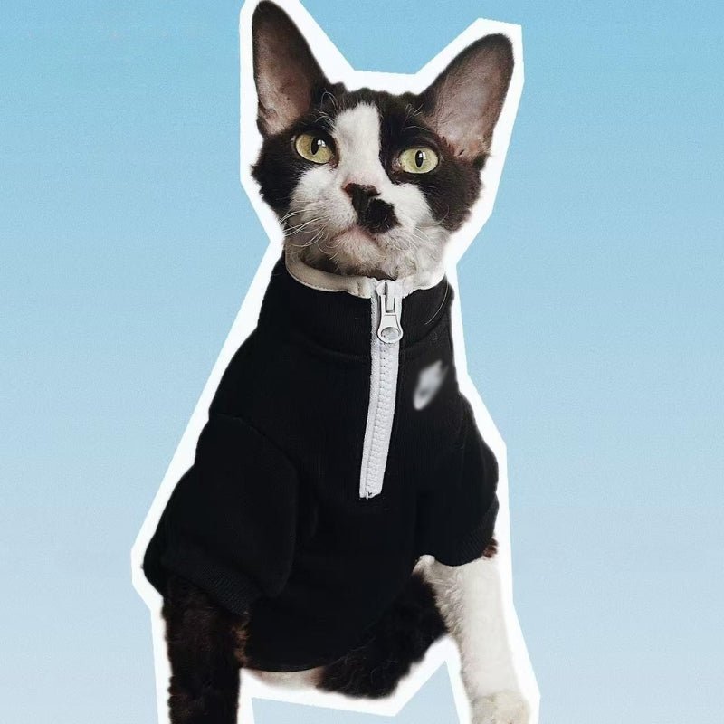 Cat Cotton Fleece Zip Jacket Coat Sphynx Clothes Sportswear - PIKAPIKA