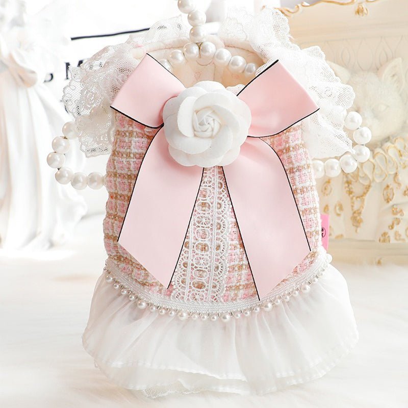 Cat Dress Tweed Faux Pearl Elegant Pretty Style Fall Winter Warm, Light Pink / XL (Chest 21.7" Length 13.8") Cat Dress Tweed Faux Pearl Elegant Pretty Style Fall Winter Warm, Light Pink / XL (Chest 21.7" Length 13.8")